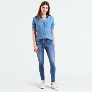Levis Womens 711 Skinny Jeans Blue Denim Stretch Mid Rise size 26